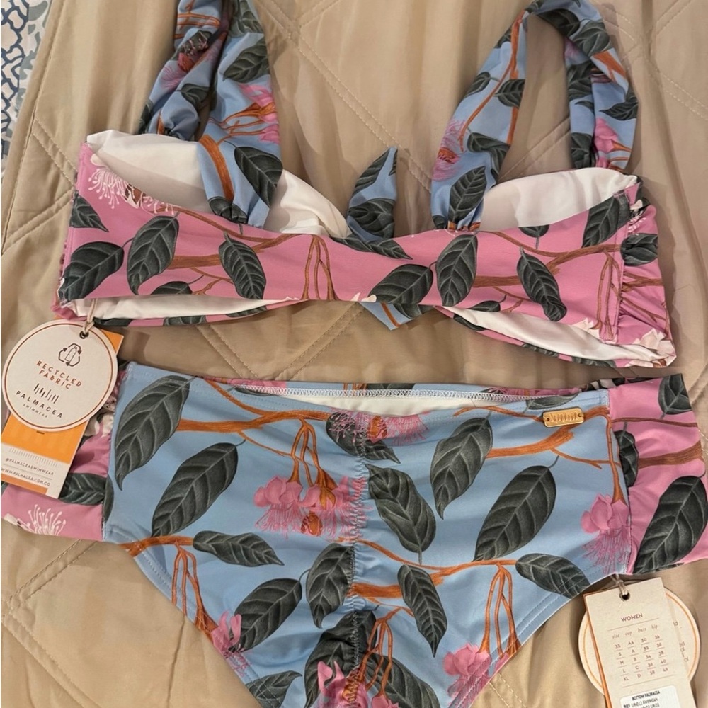 Floral Pink and Blue Bikini Set - Picture 2 of 6